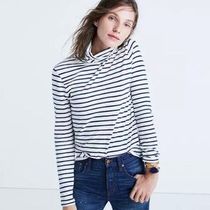 Madewell Whisper Cotton Turtleneck Navy Stripe
